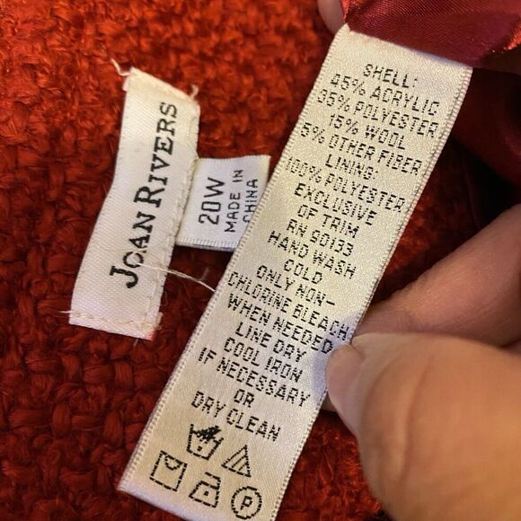 Joan Rivers Women Jacket 20W Red Tweed Gold Buttons Mature Career Church Holiday - Picture 4 of 10